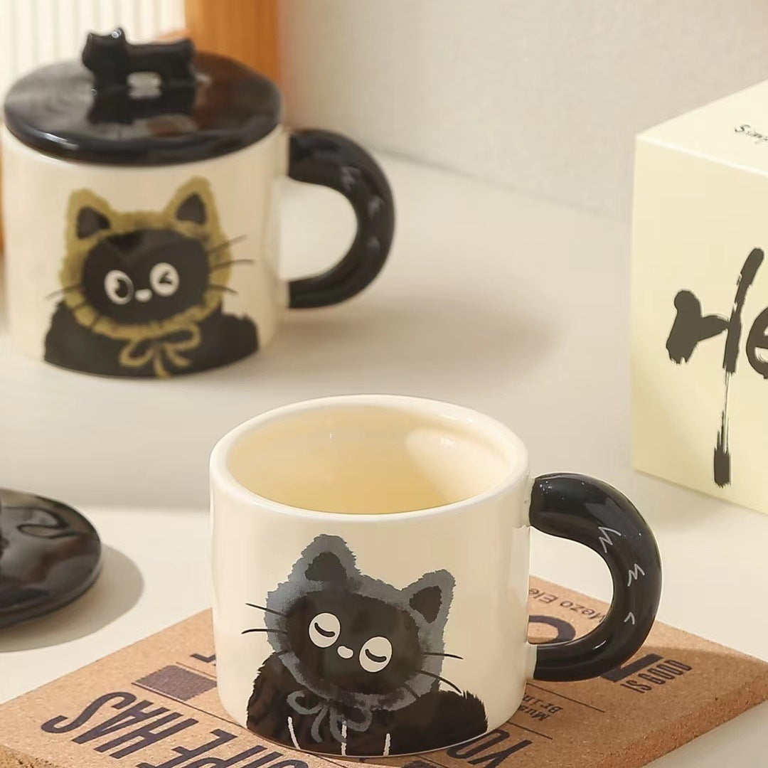 Cute Cat Mug with Lid