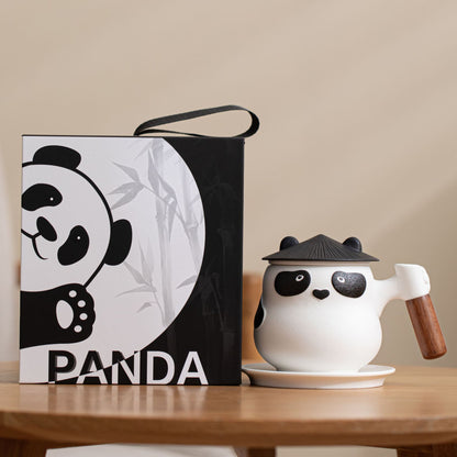 Panda Mug with Infuser,Lid and Coaster