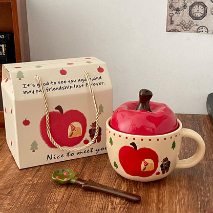 Apple Mug with Lid and Spoon