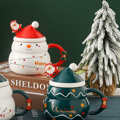 Christmas Mug with Lid and Spoon