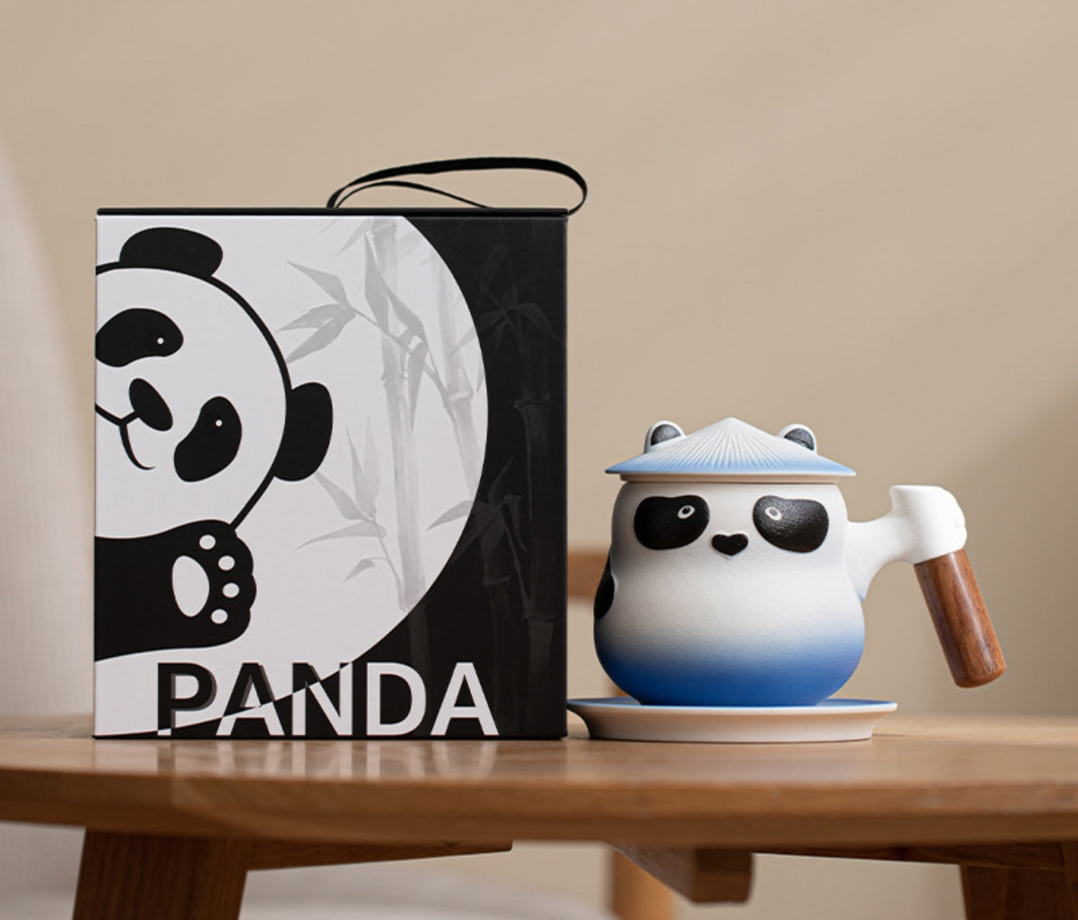 Panda Mug with Infuser,Lid and Coaster