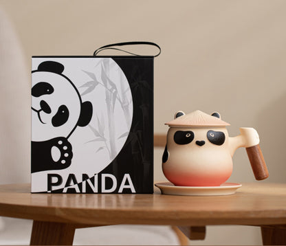 Panda Mug with Infuser,Lid and Coaster