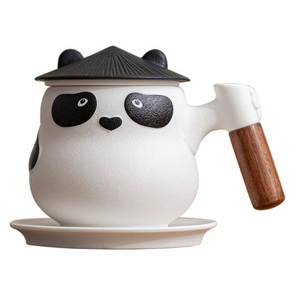 Panda Mug with Infuser,Lid and Coaster