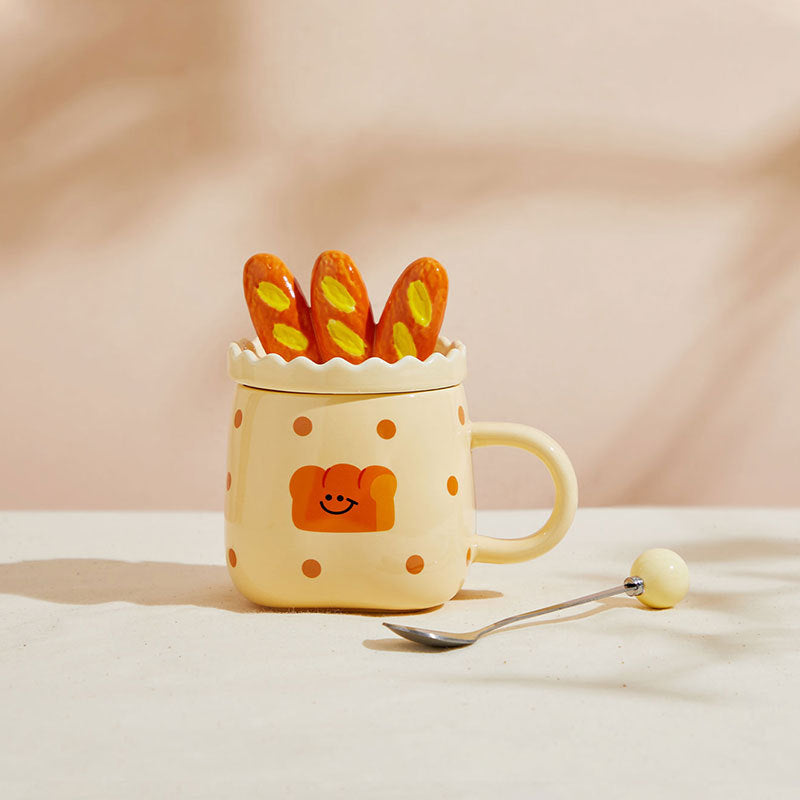 Bread Mug with Lid and Spoon