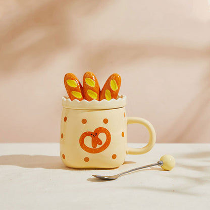 Bread Mug with Lid and Spoon