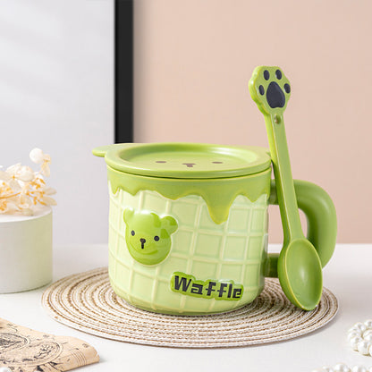 Waffle Mug with Lid and Spoon