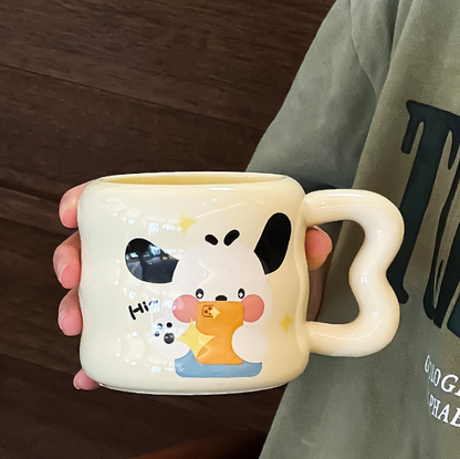 Cute Puppy Mug with Lid and Spoon