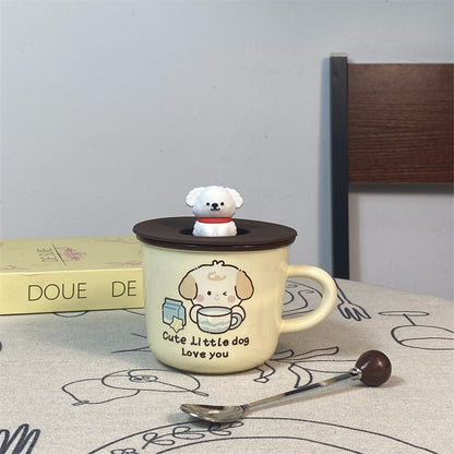 Little Dog Mug With Lid And Spoon