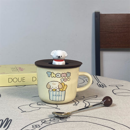 Little Dog Mug With Lid And Spoon