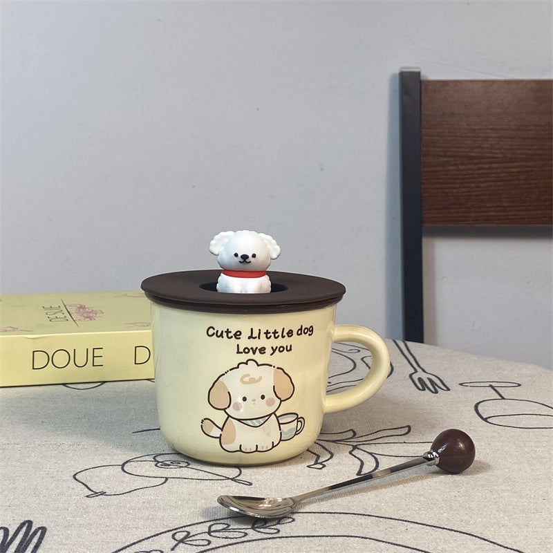 Little Dog Mug With Lid And Spoon